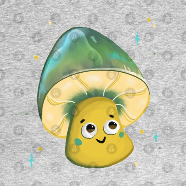 Cute Parrot Waxcap Mushroom by Susi V